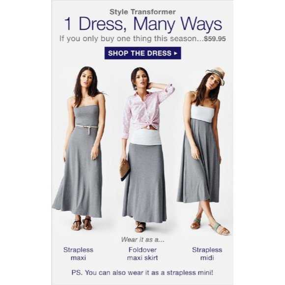 GAP Convertible Dress 4-in-1 Dress Fit and Flare Strapless Dress Skirt Sz XS - Picture 3 of 4